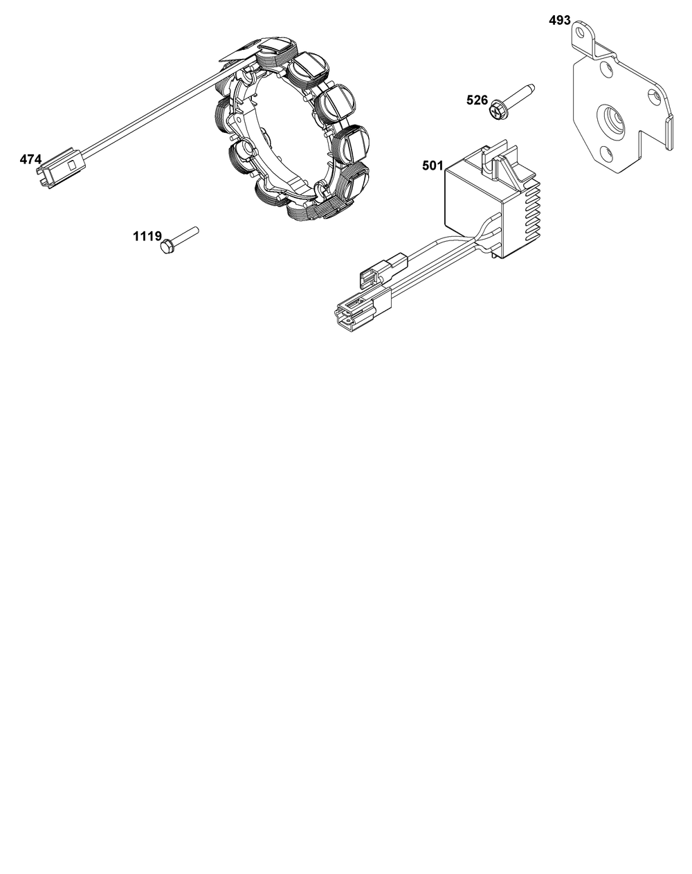 Alternator Group Diagram and Parts List for 25V337-0055-F1 200000 - 399999 Briggs and Stratton Engine